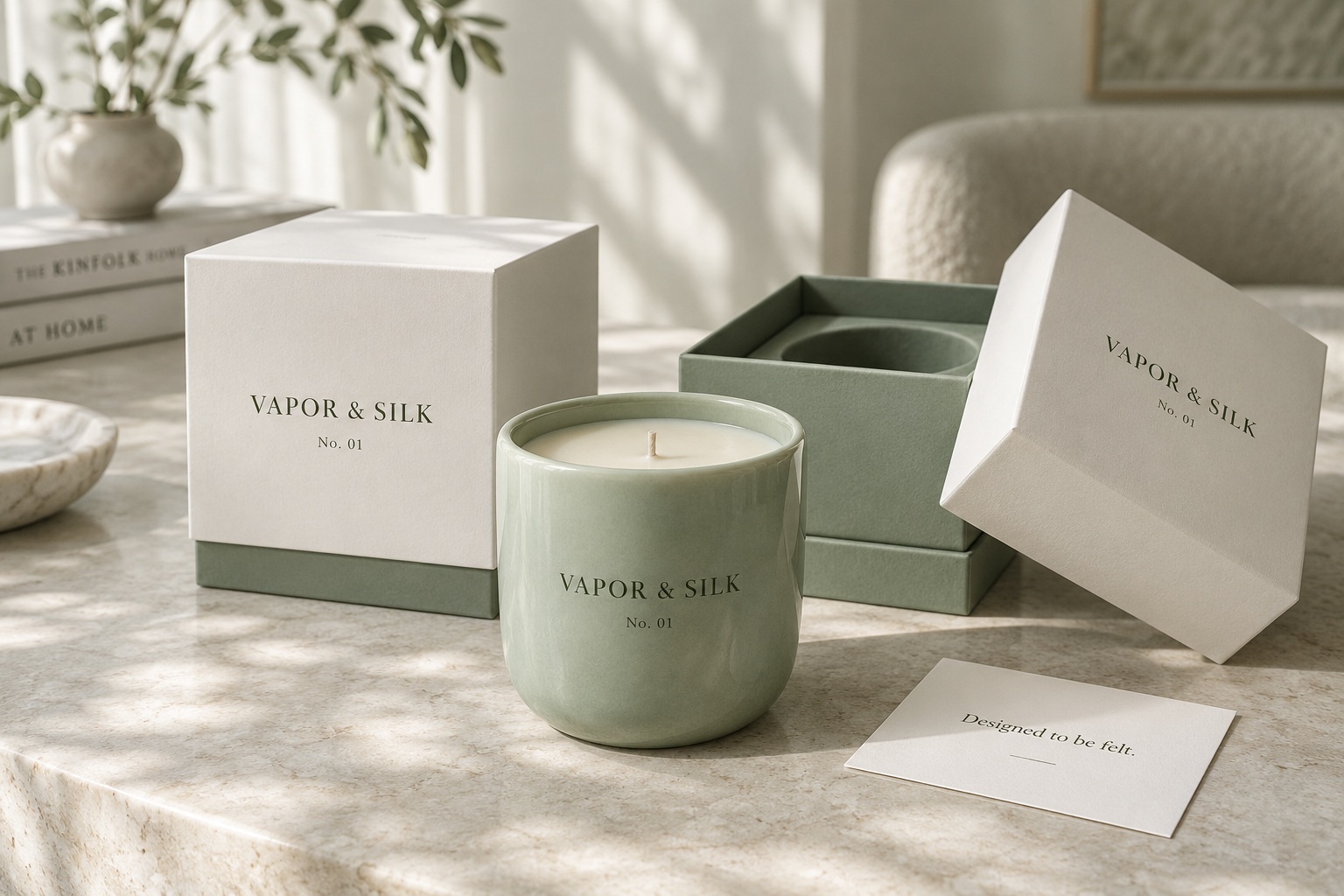 Celadon & Chalk candle packaging