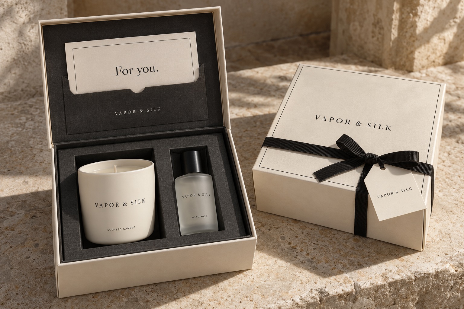Vapor & Silk candle and room mist gift set with a personal note