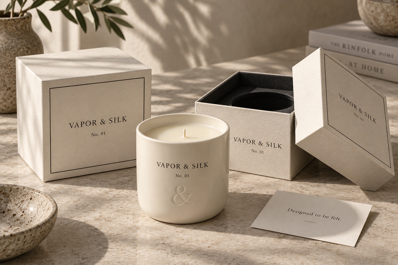 Porcelain & Ink candle packaging