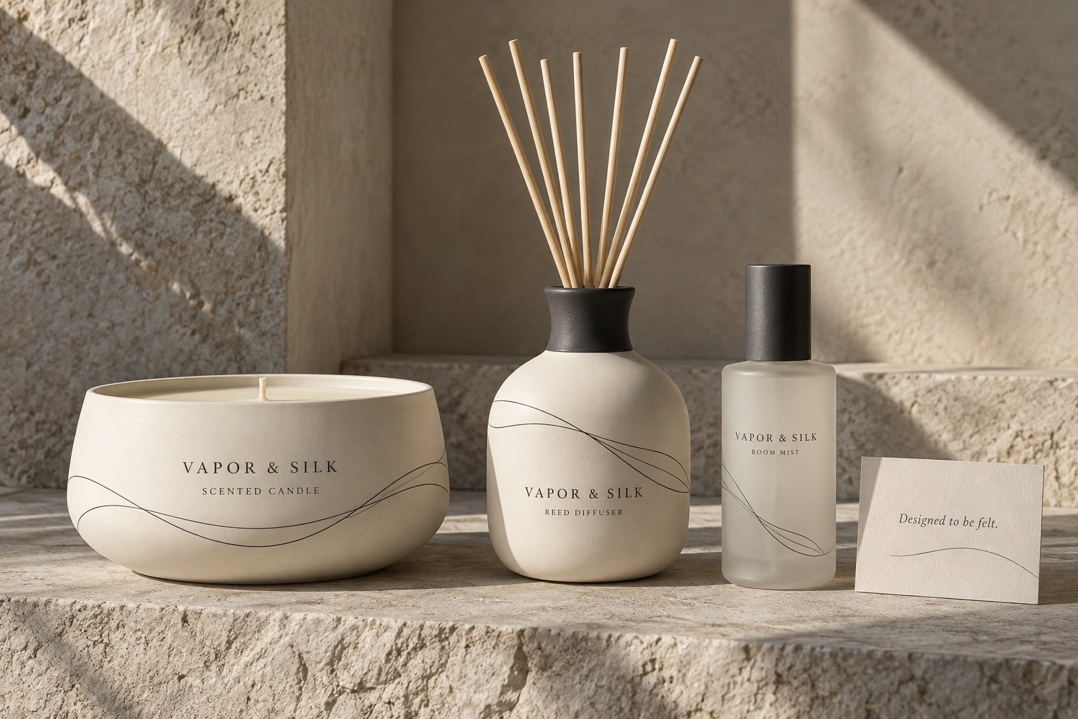 Porcelain & Ink coordinated candle, reed diffuser and room mist products